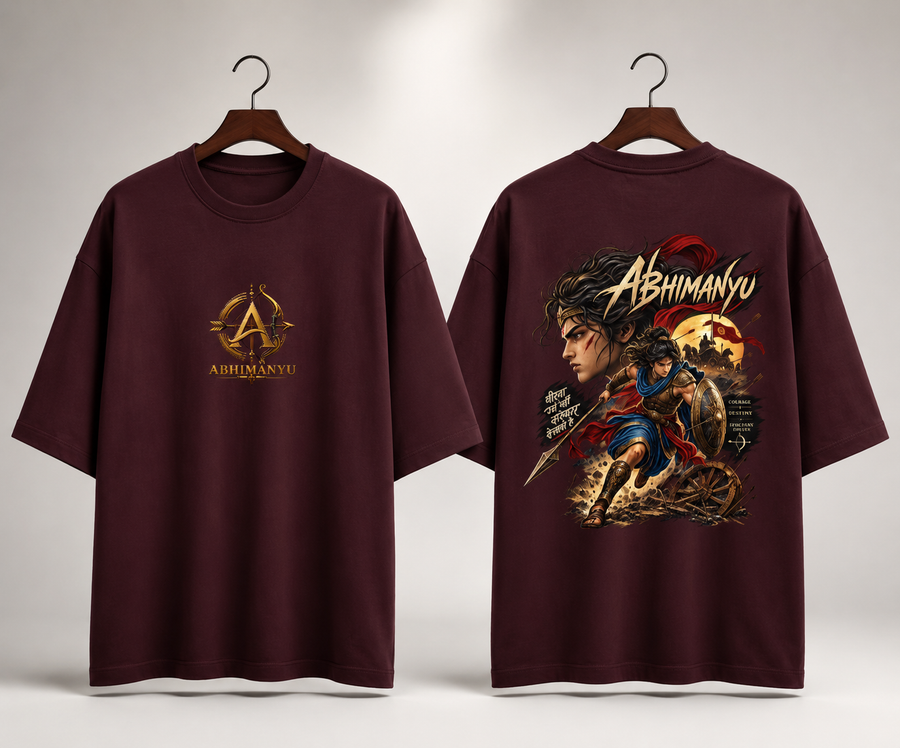Abhimanyu – The Young Warrior Oversized T-Shirt | Mahabharata Inspired Premium Streetwear