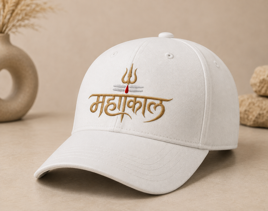 Mahakaal Embroidered Grey Cap | Premium Trishul Sanatan Unisex Cap