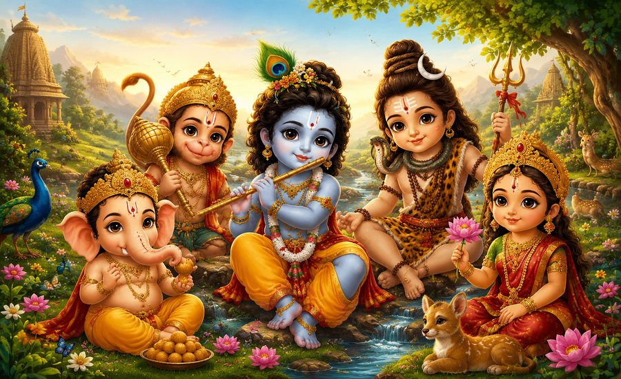 Hindu Gods Kids Jigsaw Puzzle | Krishna, Shiva, Hanuman, Ganesha & Maa Durga Educational Puzzle for Kids
