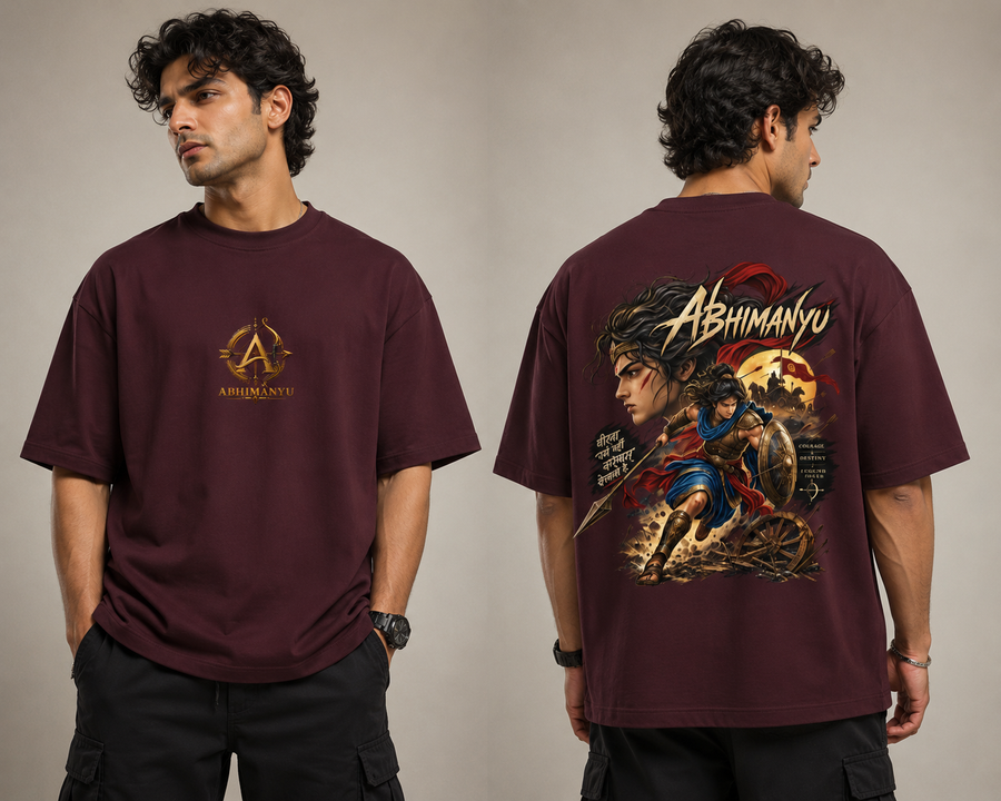 Abhimanyu – The Young Warrior Oversized T-Shirt | Mahabharata Inspired Premium Streetwear