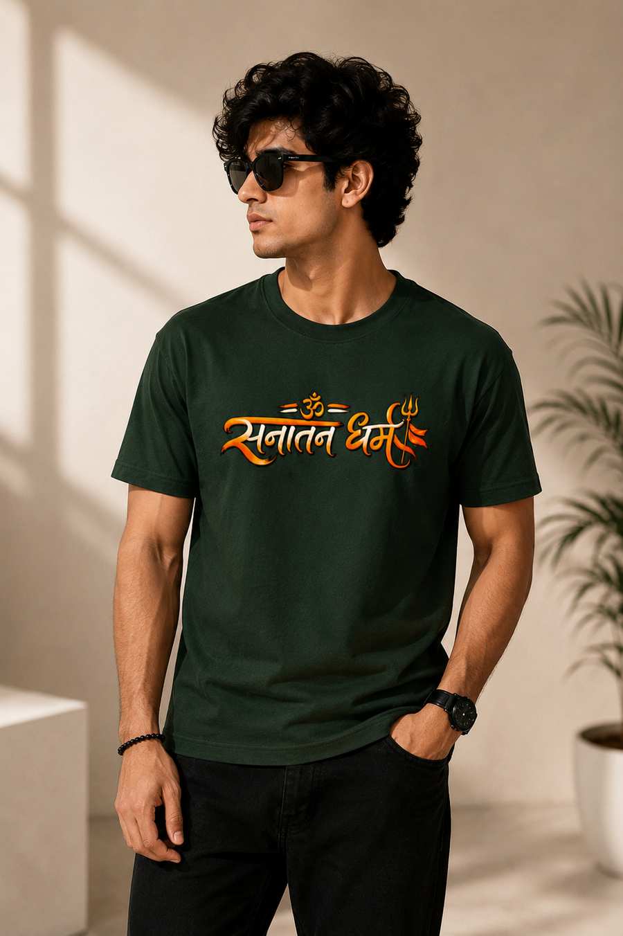 Sanatan Dharam Classic Regular Fit T-Shirt – Bottle Green